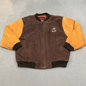 Vintage Cleveland Browns Jacket Mens 2XL XXL Brown‎ Orange Leather Jeff Hamilton